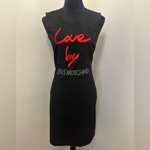 Love Moschino Sheath Dress Embroidered Logo w/Rhinestones, Size 4